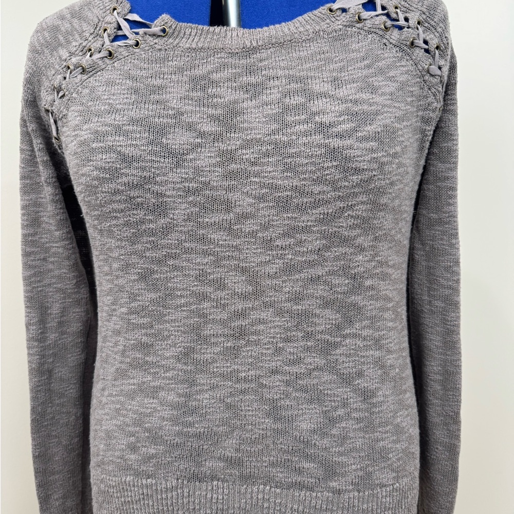 Maurices Charcoal Sweater with Eyelet Detail